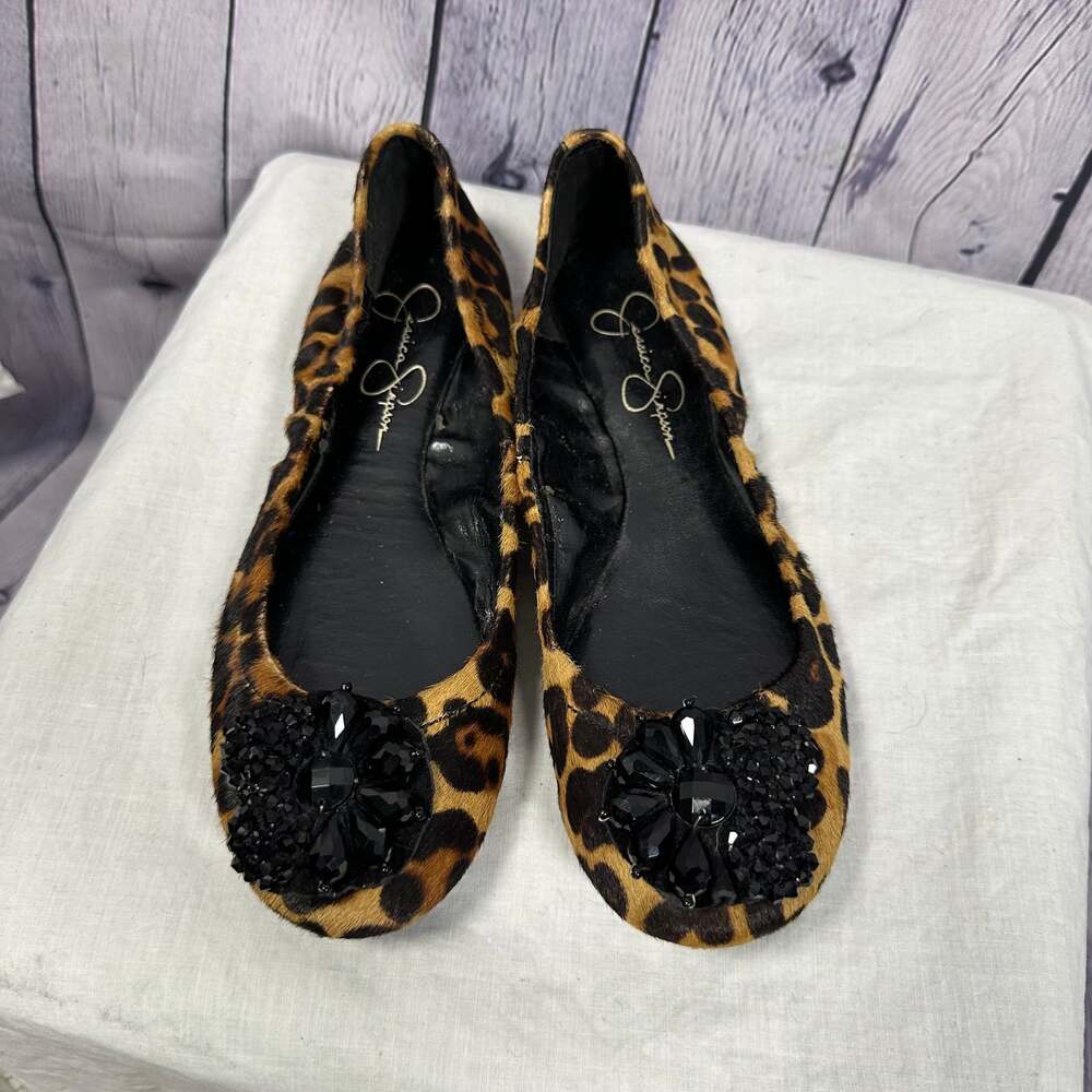 Jessica Simpson Women's Ballet Flats Animal Print Cow Hair Shoes Size 7.5 - Picture 2 of 7